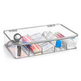 This clear, shatter-resistant acrylic eyeglass case is designed to keep your eyewear organized and protected. It stores up to five pairs of glasses, including sunglasses, prescription glasses, and fashion accessories. The stylish, stackable design is perfect for small spaces like apartments or townhouses, and the case can also be used for organizing jewelry, cosmetics, watches, and other essentials. Each compartment keeps items secure and dust-free, with an easy-to-open lid featuring a steel metal hinge. Av